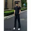 Pantalones de Vestir Acampanados Versátiles de Color Sólido de Moda Callejera de Verano para Hombre, Pantalones Negros de Color Sólido Estilo Americano de Corte Limpio que Hacen que las Piernas Parezcan Más Largas, Pantalones Ligeramente Acampanados