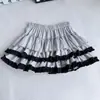 Estilo Deseo Puro Falda Corta de Volantes para Pastel Verano Nuevo Petite Anti-Exposición Cintura Alta Adelgazante Falda de Media Longitud Abullonada