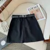 Saia de terno cinza para mulheres petite, estilo coreano de verão, cintura alta, saia bodycon de corte A emagrecedora com cinto
