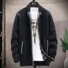 2026 Comércio Exterior Transfronteiriço Outono e Inverno Novo Cardigã de Tricô com Gola Alta para Homem Jaqueta Suéter Estilo Coreano Slim Fit Jaqueta Lisa