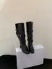 Botas de montar retro de estilo coreano con tacón grueso, punta cuadrada y hebilla para mujer, nuevo modelo 2026, botas altas hasta la rodilla versátiles y estilizadas