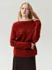 Suéter de punto sin hombros de cachemira + seda de morera para mujer, suéter retro adelgazante, top suave y cómodo, gris azul claro
