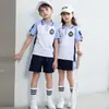 Conjunto esportivo de manga curta para jardim de infância, verão, uniforme de classe 123 para alunos do ensino fundamental, primavera e outono, conjunto de três peças