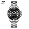 Reloj marca OPK nuevo clásico verde Submariner banda de acero automático mecánico para hombre esqueleto impermeable luminoso para hombre