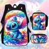 La Mochila Más Vendida de Amazon Stitch Stitch para Estudiantes de Primaria y Secundaria Bolso de Hombro Estuche Tres Piezas Anime Dibujos Animados