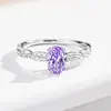 Anillo de Diamante Morado Lavanda para Mujer Plata S925 Diamante de Alto Carbono Piedra Preciosa de Color Joyería Transfronteriza Joyería Europea y Americana Anillo de Circonita Venta al por Mayor