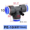 Tipo PET Tês vias PE-4 6 8 10 12 Encaixe rápido plástico Tês vias para tubo de gás Tês vias Pressão 12kg