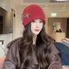 Gorro Slouchy com Cordão Estilo Coreano para Mulheres, Chapéu de Lã para Outono e Inverno, Grande Circunferência da Cabeça, Emagrece o Rosto, Versátil, Quente, Protege as Orelhas, Gorro de Tricô