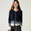 Nuevo cárdigan de cachemira con degradado para otoño e invierno, prenda básica de cuello redondo para mujer, dulce y elegante, de corte holgado y estilizado, con diseño de bloques de color
