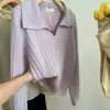 2026 Outono Inverno Malha Camada Base Top Feminino Temporada Outono Inverno Roupa Íntima Top com Gola Polo Suave Temperamento Suéter com Gola Lapela Feminino
