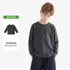 Camiseta de manga larga con cuello redondo y canalé de algodón puro, unisex, adecuada para otoño e invierno, con un ajuste cómodo, tejido suave y agradable para la piel, y diseño versátil para ropa infantil.