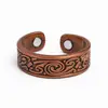 Conjunto Popular Magnético de Pulseira e Anel Transfronteiriço, Design Floral Retrô Europeu e Americano, Acabamento Escovado de Cobre Vermelho Antigo, Joia de Casal Estilo Vintage