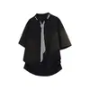 Camiseta de Verano para Hombre con Cuello de Corbata Redondo y Manga Corta Estilo Moderno para Hombre ?