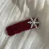 Horquilla Roja de Año Nuevo Lateral Otoño e Invierno Copo de Nieve Pinza para el Pelo Pinza Elegante Versátil para Flequillo Pinza de Pelo Exquisita de Gama Alta Tocado