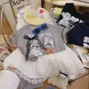 Camiseta 3D Infantil para Niñas Estilo Nuevo de Verano con Estampado de Dibujos Animados, Top de Algodón Puro, Elegante de Manga Corta con Encaje