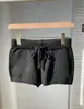 Pantalones Cortos de Punto Suave Estilo Coreano para Mujer Otoño/Invierno Holgados Versátiles de Pierna Ancha Línea A Cintura Elástica Cordón Pantalones Casuales