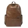 Mochila Atacado Transfronteiriço PU Moda Retrô Cor Sólida Grande Capacidade para Homens e Mulheres, Mochila Tendência para Viagens de Curta Distância, Bolsa para Computador