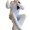 Pijama Feminino 2026 Outono Manga Longa Tamanho Grande Cardigan Solto Roupa Externa Feminina Conjunto de Roupas para Casa Pode Ser Usado Fora
