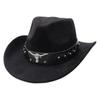 Sombrero al por mayor de comercio exterior sombrero vaquero occidental sombrero de jazz Xizang sombrero de fieltro hebilla de cinturón cabeza de vaca sombrero de montar sombrero para el sol