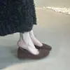 Zapatos planos estilo francés, modernos zapatos de abuela para mujer de suela blanda de piel de oveja, mocasines rojos, mocasines poco profundos de cuero suave tipo rollito de huevo