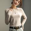 Camiseta Básica Morada con Dragón, Cuello Redondo, Manga Larga para Mujer, Corte Holgado, Nuevo Estilo de Otoño, Adelgazante, Hombro Normal, Top 1688