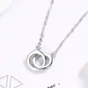 Colgante de doble anillo para mujer, simple, con circonita microincrustada, anillo con cierre de cadena para clavícula, collar con cierre de anillo de Singapur