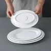 Plato Ovalado para Dumplings al Vapor Imitación Porcelana de Melamina, Plato Específico para Salteados de Restaurante, Plato Lateral para Fondue Comercial, Plato para Albóndigas