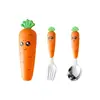 Set de Cubiertos Portátil de Zanahoria Acero Inoxidable 304 Cuchara Tenedor Infantil Alimentación para Bebés Cuchara Pequeña Raspador de Puré
