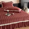 Estilo Princesa Francesa Cobertor de Veludo Leite Conjunto de Três Peças Inverno Camada Dupla Renda Acolchoado Fronha Cobertor Quente Espessado 3