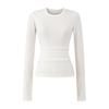 Atacado de Roupas Femininas Transfronteiriças 2025 Outono Nova Cor Pura Gola Redonda Elástica Blusa Básica Estilo Europeu e Americano Camiseta de Manga Comprida para Mulheres