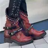 Fuente 2026 Fábrica Retro Remache Botines Cuero Hebilla Transfronterizo Botas de Mujer En Stock Pedir