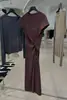 Recomendação PrincipalYuran 26 Coleção Primavera/Verão Nova Vestido de Malha com Costelas Elásticas de Algodão de Fibra Longa com Mangas de Babado