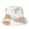 Sombrero de Pescador de Felpa con Estampado de Vaca Estiloso Estilo Japonés para Mujer K-Style Ins Popular Mismo Estilo Otoño e Invierno Versátil Moderno Sombrero de Cubo