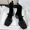 Botines calcetín adelgazantes de punta cuadrada con lazo retro elástico estilo Mary Jane 2026 Otoño/Invierno Botines de tobillo adelgazantes con tacón grueso para mujer