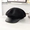 Moda Otoño e Invierno Nuevo Boina Octagonal de Lana Versátil de Moda Gorra Cálida Sombrero de Artista Británico Retro