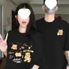 Camisetas de Verano a Juego para Pareja [Algodón Puro Peinado] Nuevo Estilo 2026 Súper Populares Camisetas de Manga Corta de Oso de Mantequilla para Mujer