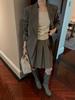 Yienou inbyin falda plisada estilo preppy falda gris pequeña para mujer falda de lana de cintura alta de invierno