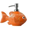 Botella de Cerámica para Gel Antibacterial Botella de Loción Dispensador de Jabón Presionar Dibujo Animado Lindo Pez Dorado Champú Baño Sub-Botella de Cerámica