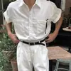 Camisas Polo al por mayor, Camisas de cuello, Manga corta para hombre, Lino británico de negocios, Bolsillo doble, Ropa de trabajo, Camisetas, Moderno, Comercio exterior transfronterizo