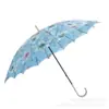Guarda-chuva Automático de Camada Dupla com Cabo Longo e 16 Varetas, Abertura Manual, Guarda-chuva para Sol e Chuva com Padrão Cruzado para Mulheres