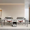 Mesa e Cadeira Modernas para Escritório Combinação de Mesa Simples para Quatro Pessoas Estação de Trabalho para Funcionários Tela de Empresa Moderna para Escritório