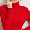 Suéter de Gola Alta Outono Inverno Feminino Slim Fit Lã Estilo Curto Pulôver Elegante Manga Longa Camada Base Tricô Camada Base Engrossado Preto