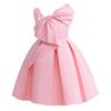 Vestido para niña comercio exterior nuevo vestido negro pequeño ropa infantil vestido de un solo hombro color rosa liso vestido de princesa occidental vestido infantil