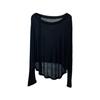 Algodón Tencel Parte Delantera Corta Parte Trasera Larga Mangas de Murciélago Manga Larga Holgada Camiseta Corta de Verano Delgada Suave Traje Deportivo para Yoga y Baile
