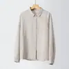 Peça básica elegante e respirável para usar por cima e por baixo, camisa de linho para primavera e outono, camisa de manga longa, versátil, modelagem solta, adequada para o trabalho, tamanho único