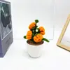Nuevo Hilo de Bastón Retorcido Crochet Cinco Calabazas Pequeñas Bonsái Decoraciones para Sala de Estar Flor Tejida Bastón Retorcido Plantas en Maceta para Coche