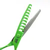 Tijeras de Peluquería Lacadas en Verde, Tijeras para Cortar el Cabello, Tijeras Planas, Tijeras para Flequillo, Tijeras Deslizantes, Tijeras de Astas, Tijeras de Espina de Pescado, Tijeras Deslizantes Sin Costuras