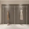 Estante de Exhibición para Tienda de Ropa Estante de Acero Inoxidable Estante de Exhibición Tienda de Ropa para Mujer Perchero de Pie Estante de Exhibición con Barra Colgante Lateral para Ropa