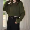 Suéter de punto de moda transfronterizo para mujer, nuevo de otoño e invierno, versátil, color liso, cuello redondo, listo para enviar, suéter personalizado, ropa de moda para mujer