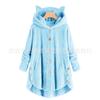 Amazon Eaby2026 Otoño e Invierno Estilo Europeo y Americano Botones Capucha Orejas de Gato Felpa Irregular Tendencia Marca Color Sólido Chaqueta para Mujer